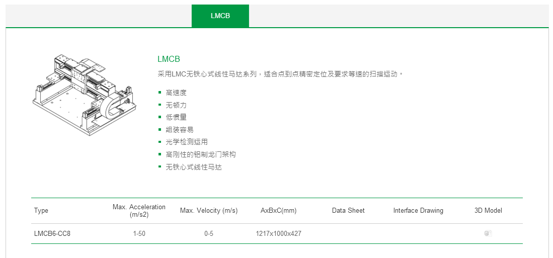 标准  LMCB上银直线电机龙门架位平台